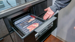 魚焼きグリルを開けたところ